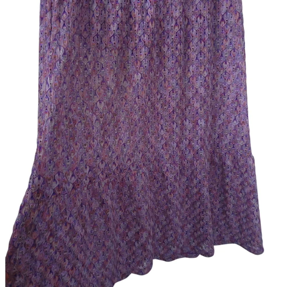 Trina Turk Serpentine Lace Crochet Knit Tiered Maxi Skirt Bohochic Fairycore